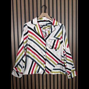 New Milly Pajama Shirt 2 / M Multicolor Milan Top Long Sleeve Button